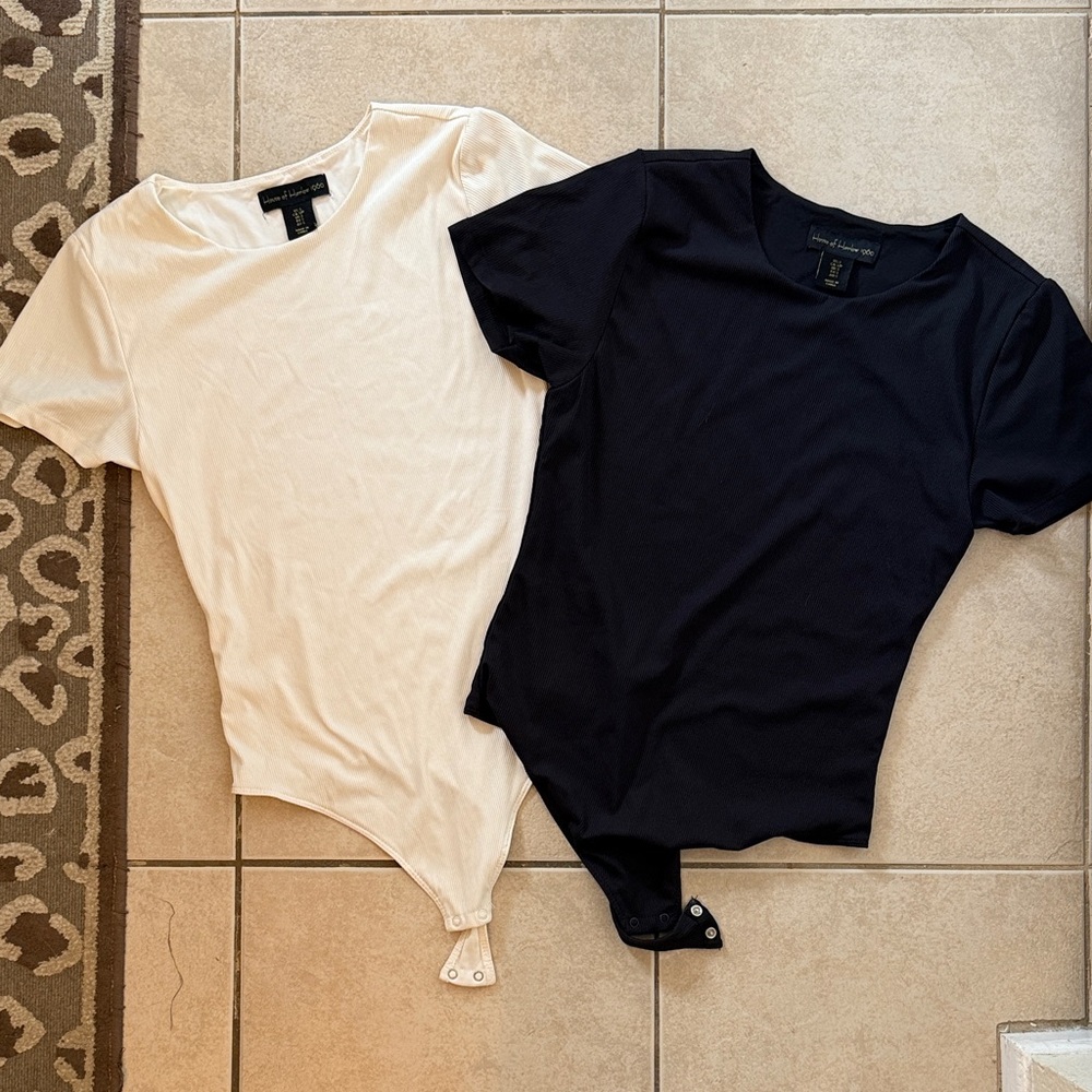 House of Harlow 1960 Cream and Black Bodysuits